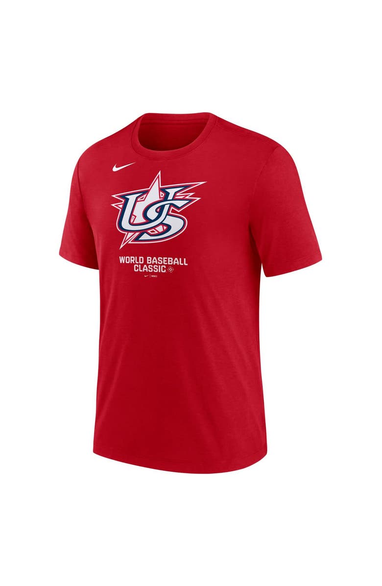 Nike Men's Nike Red USA Baseball 2026 World Baseball Classic Logo Tri-Blend T-Shirt, Alternate, color, Red