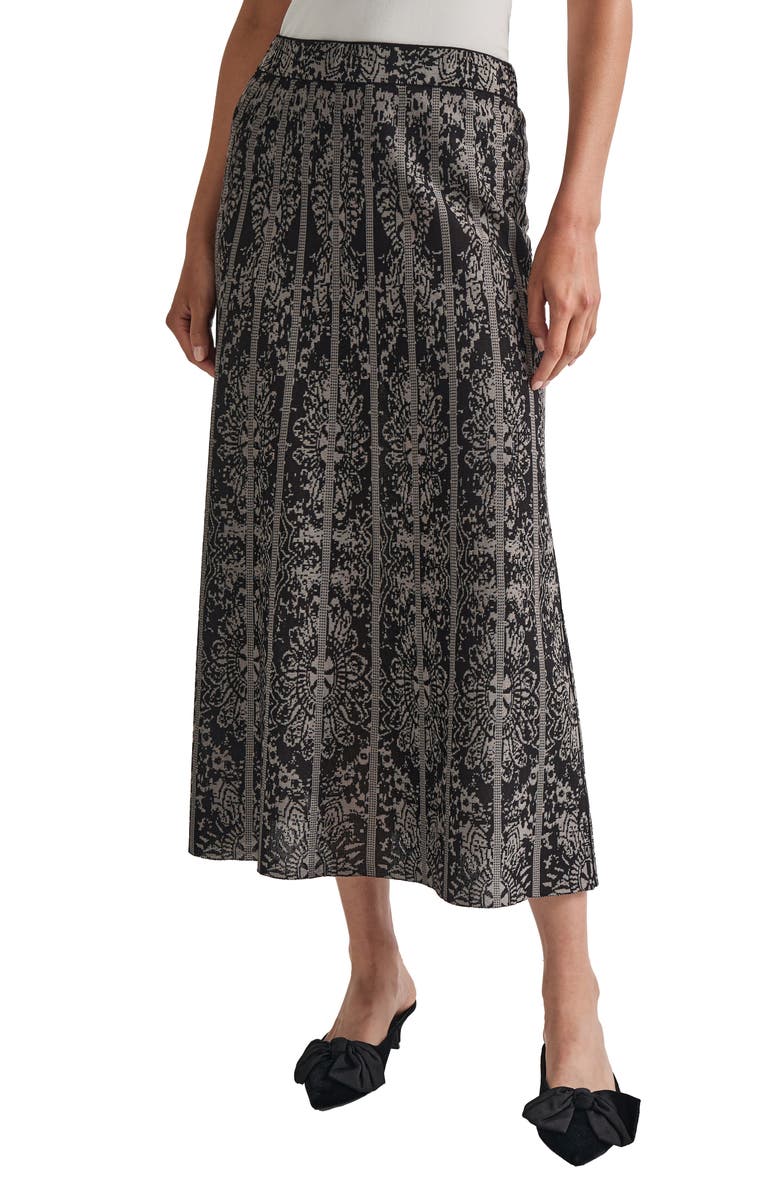 Misook Two Tone Medalian A-Line Knit Skirt, Main, color, 