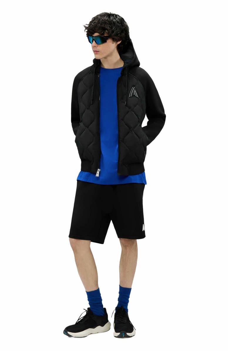 Alpenhaus Men's Bornant Hybrid Insulated Bomber Jacket with Removable Hood, Alternate, color, Black