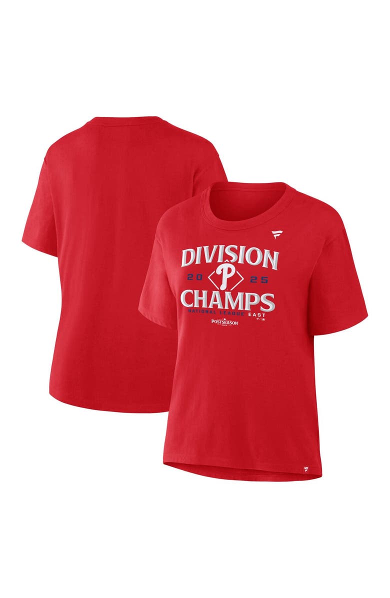 FANATICS Women's Fanatics  Red Philadelphia Phillies 2025 NL East Division Champions Locker Room Plus Size T-Shirt, Main, color, Red