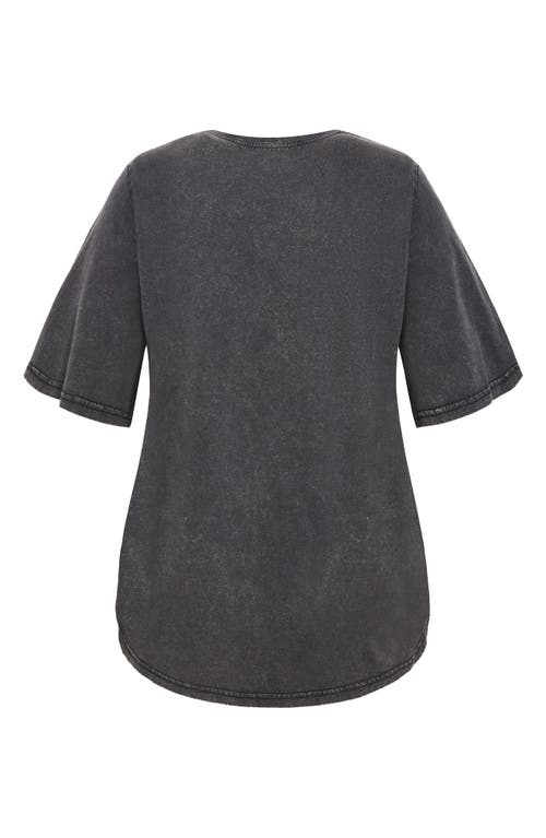City Chic Kyra Cotton Graphic T-shirt In Gray