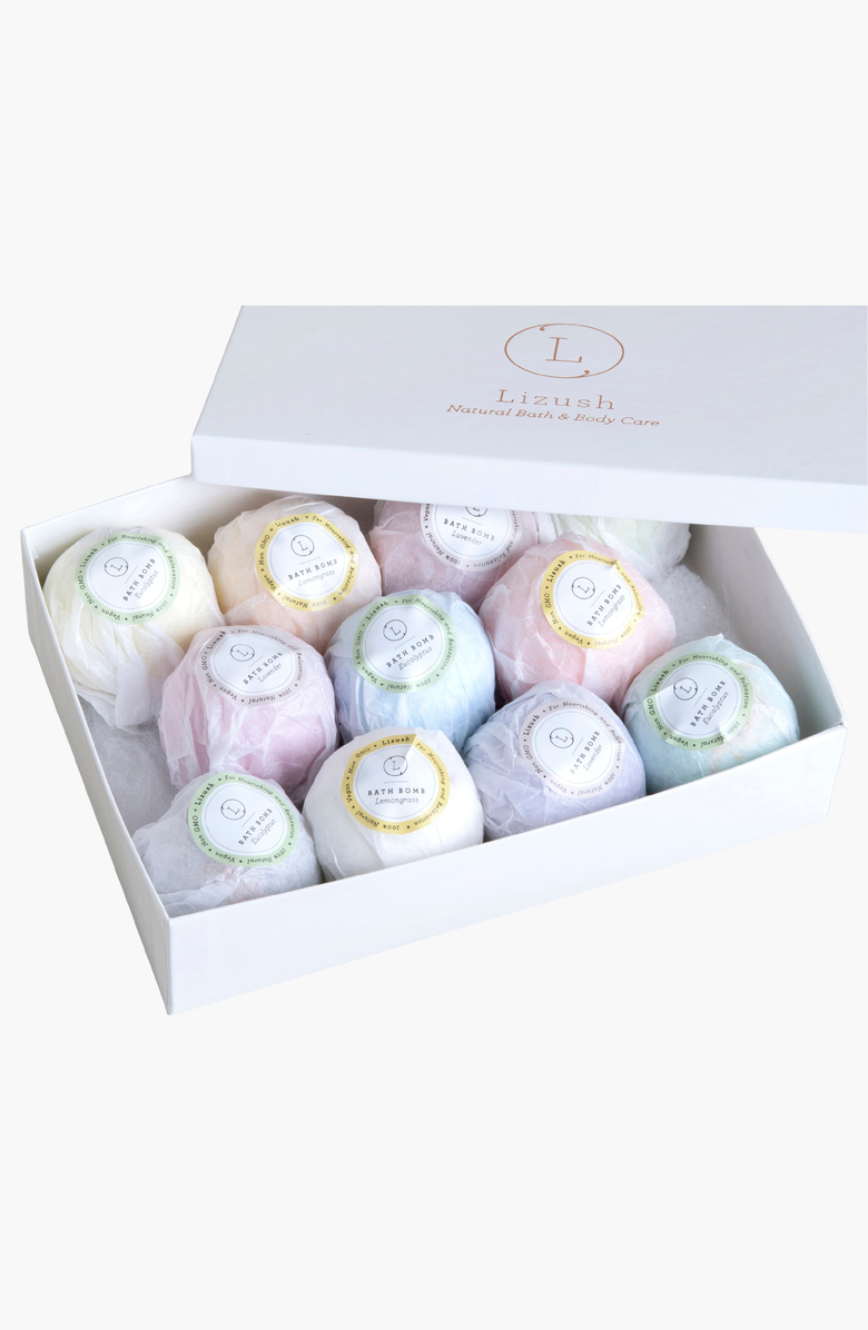 Lizush 12 Assorted Bath Bombs Gift Box, Main, color, Assorted Colors