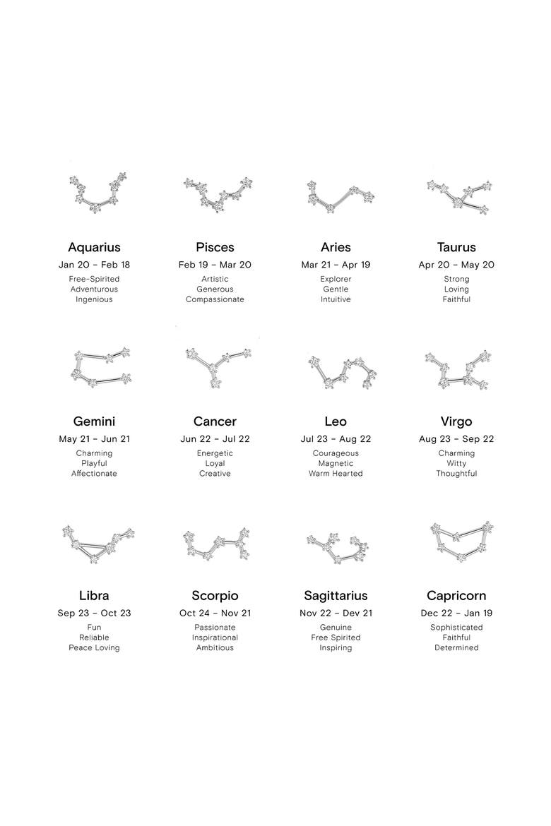14k Gold Constellation Zodiac Necklace, 12 Zodiac Constellation Gift Idea, Alternate, color, Silver - Sagittarius