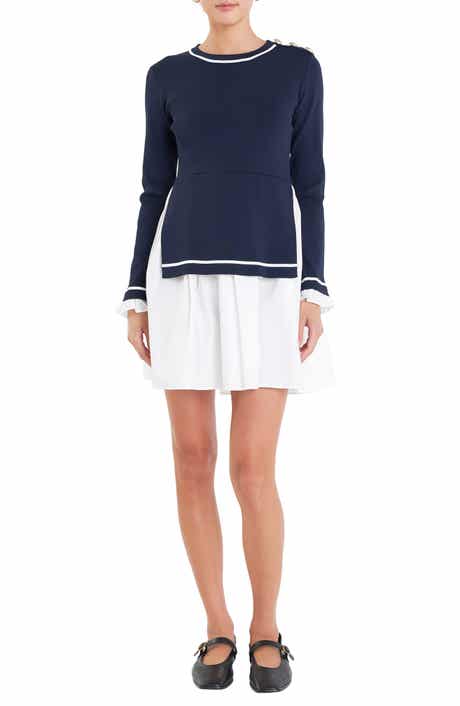 Mixed Media Long Sleeve Minidress