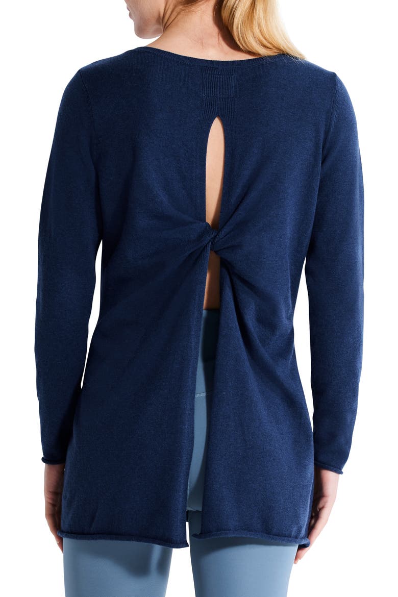 Cool Down Twist Back Sweater, Alternate, color, INK