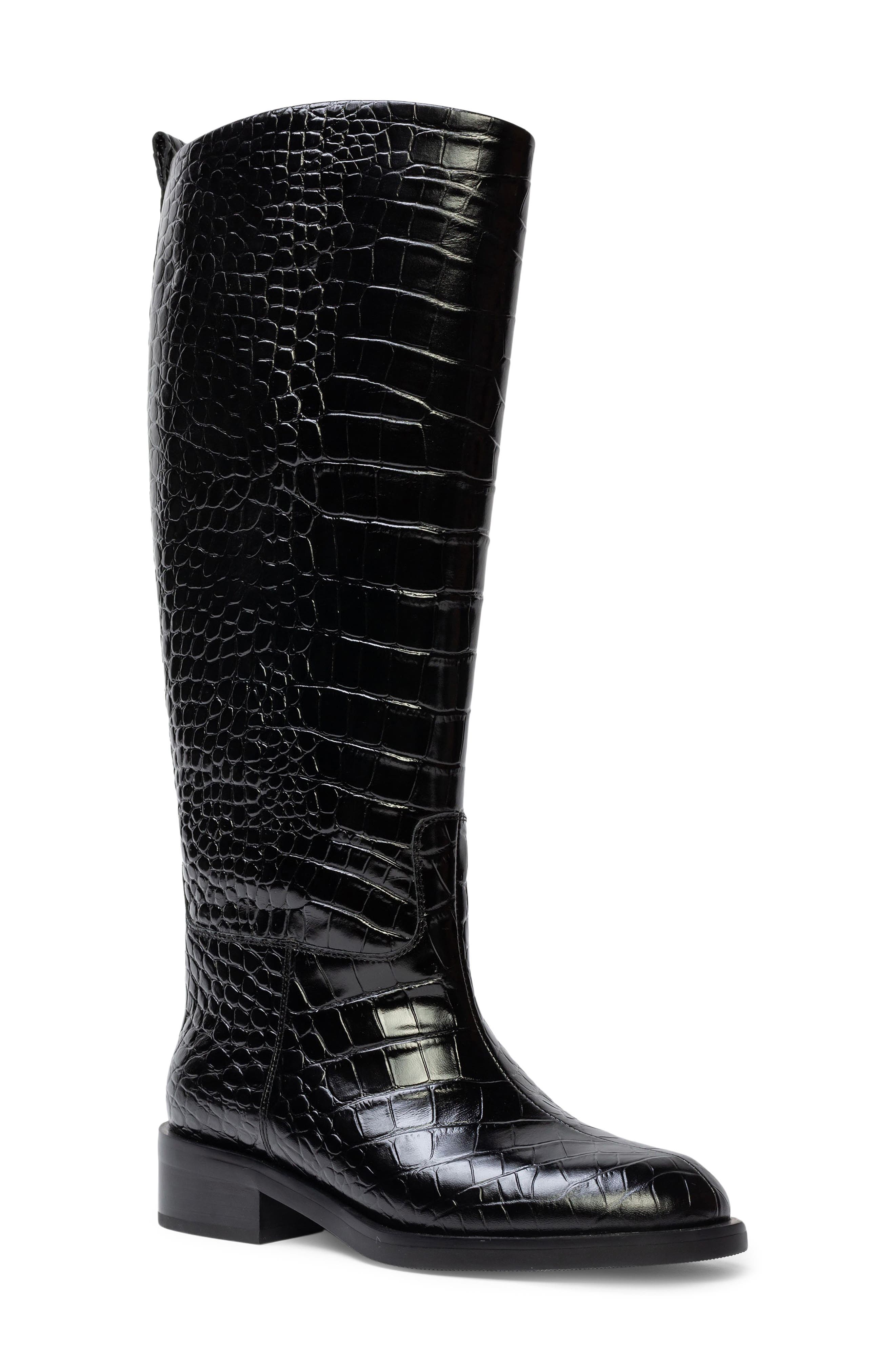 Pace Tall Boot, Main, color, BLACK CROCO LEATHER