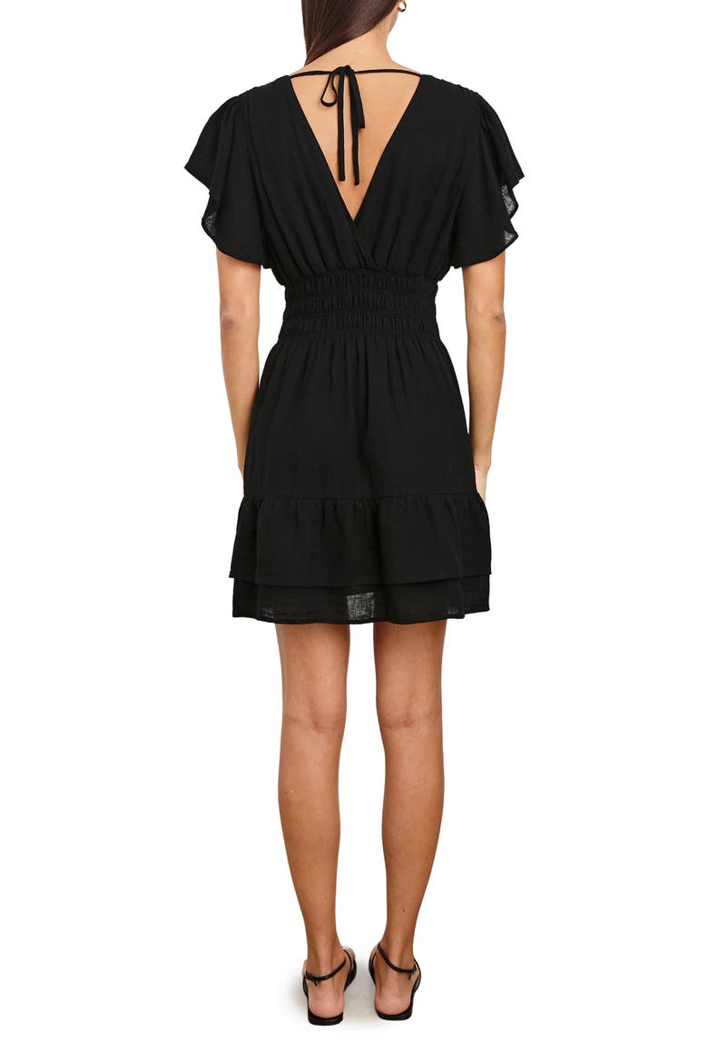 Kimora Smocked Waist Linen Blend Dress, Alternate, color, BLACK