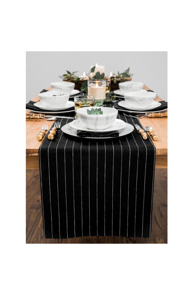 Solino Home Linen Table Runner for Dining Table, Holiday and Everyday Table Decor - Pinstripe, Main, color, 