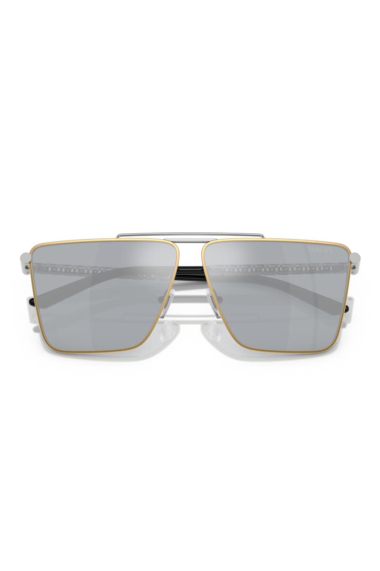 64mm Mirrored Oversize Pillow Sunglasses, Alternate, color, BLUE MIRROR