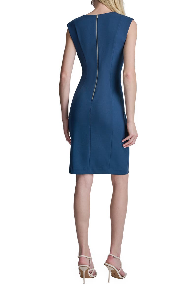 Scuba Crepe Sheath Dress, Alternate, color, INDIGO