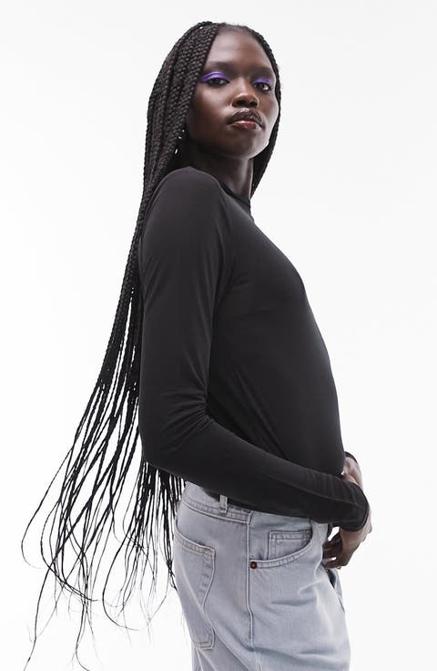 Semisheer Mock Neck Top