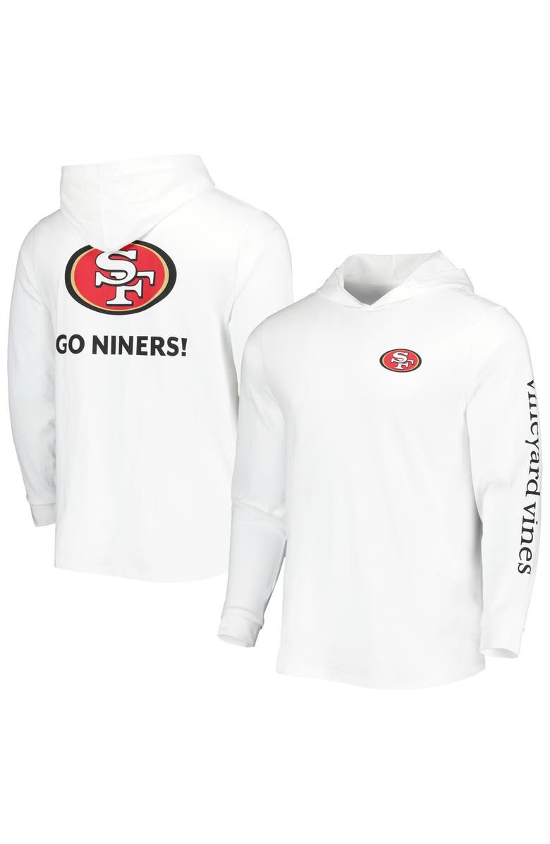 vineyard vines Men's Vineyard Vines White San Francisco 49ers Local Long Sleeve Hoodie T-Shirt, Main, color, White