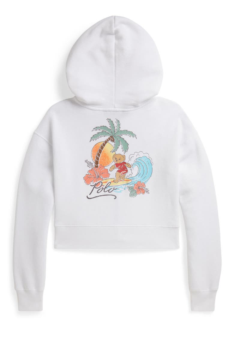 Kids' Polo Bear Cotton Blend Hoodie, Alternate, color, WHITE