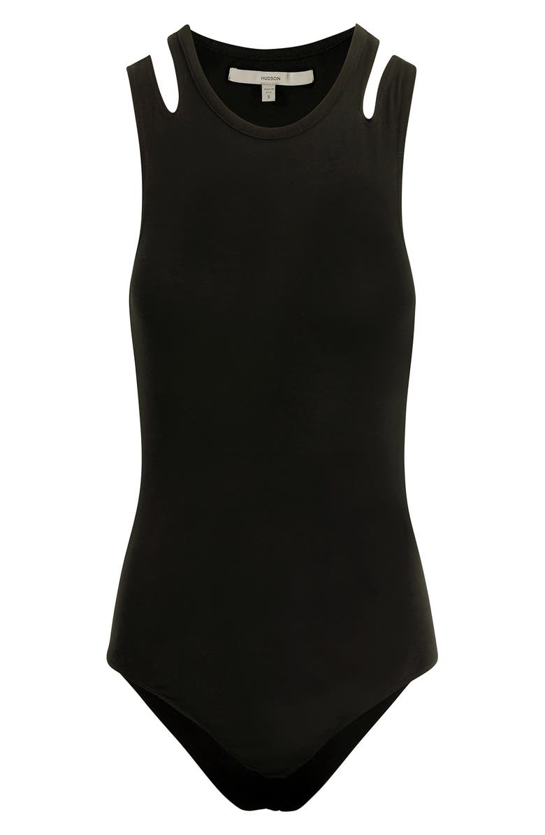 Hudson Jeans Cutout Sleeveless Bodysuit, Alternate, color, Black