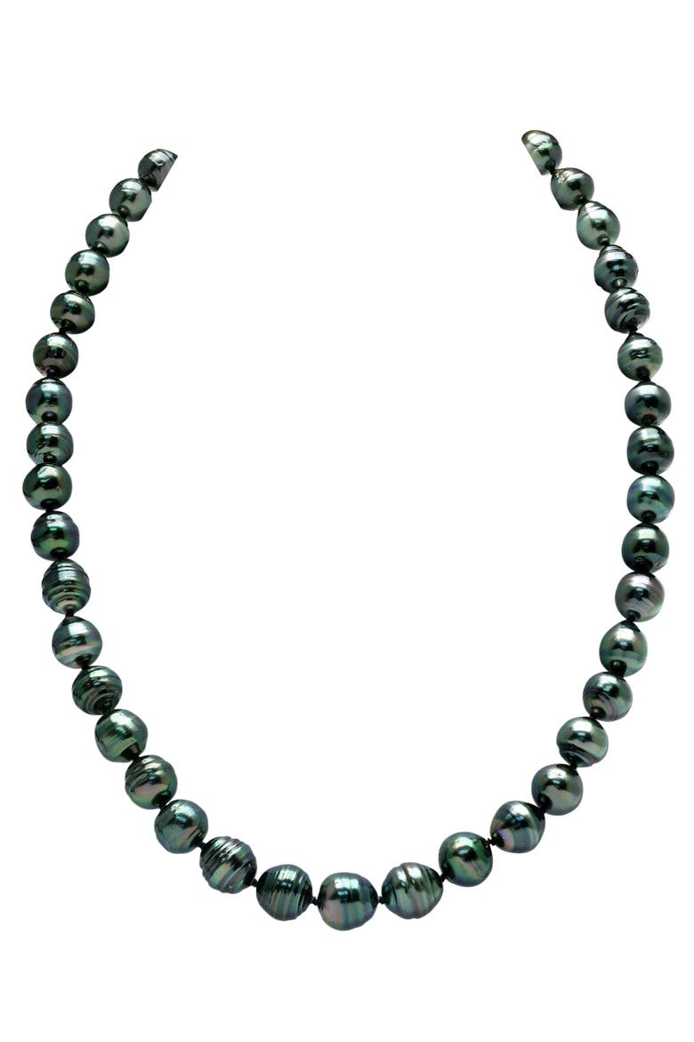 8-10mm Dark Tahitian South Sea Circle - Baroque Pearl Necklace, Main, color, Black Pearl