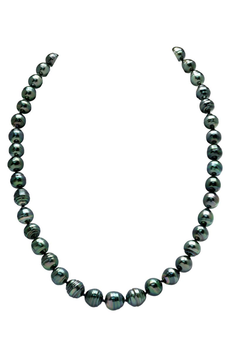 The Pearl Source 8-10mm Dark Tahitian South Sea Circle - Baroque Pearl Necklace, Main, color, Sterling Silver Clasp