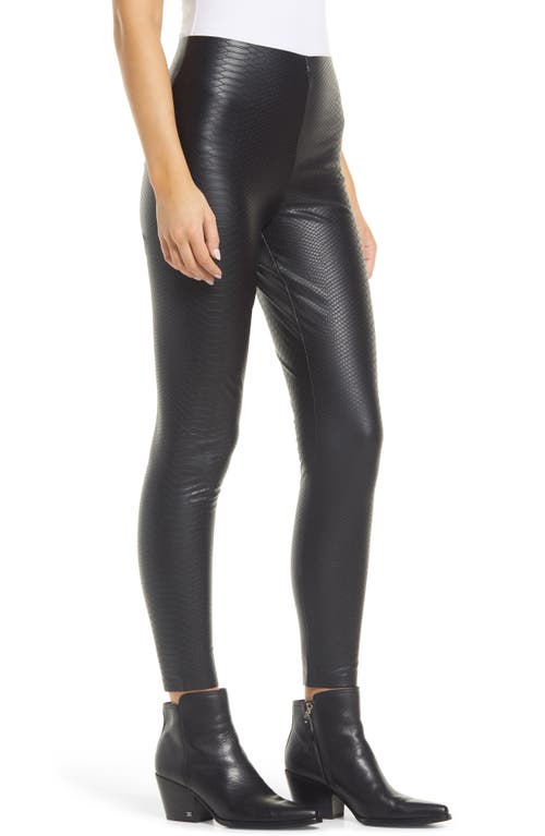 Hue Croc Embossed High Waist Faux Leather Leggings In Black