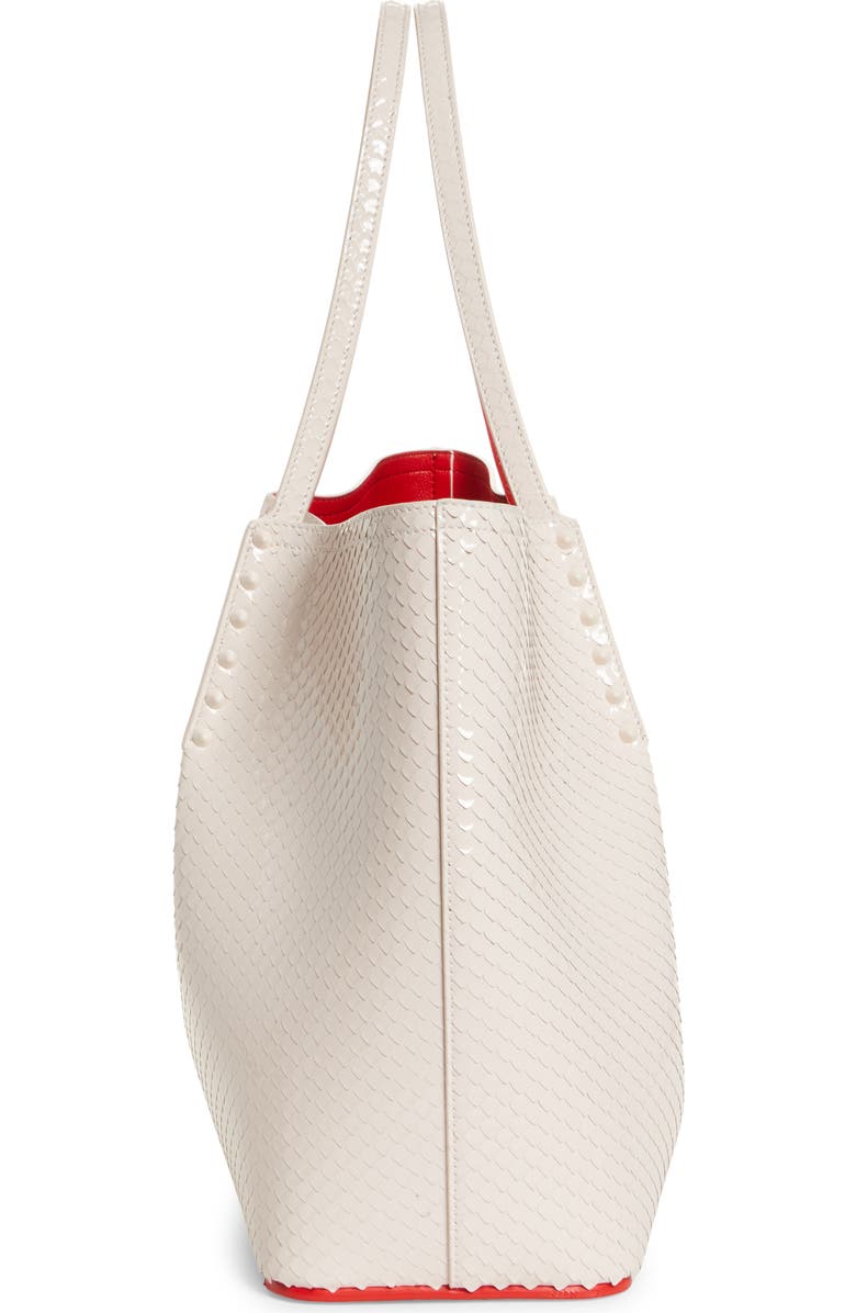 Christian Louboutin Large Cabarock Snakeskin Embossed Patent Leather Tote, Alternate, color, W514 Leche