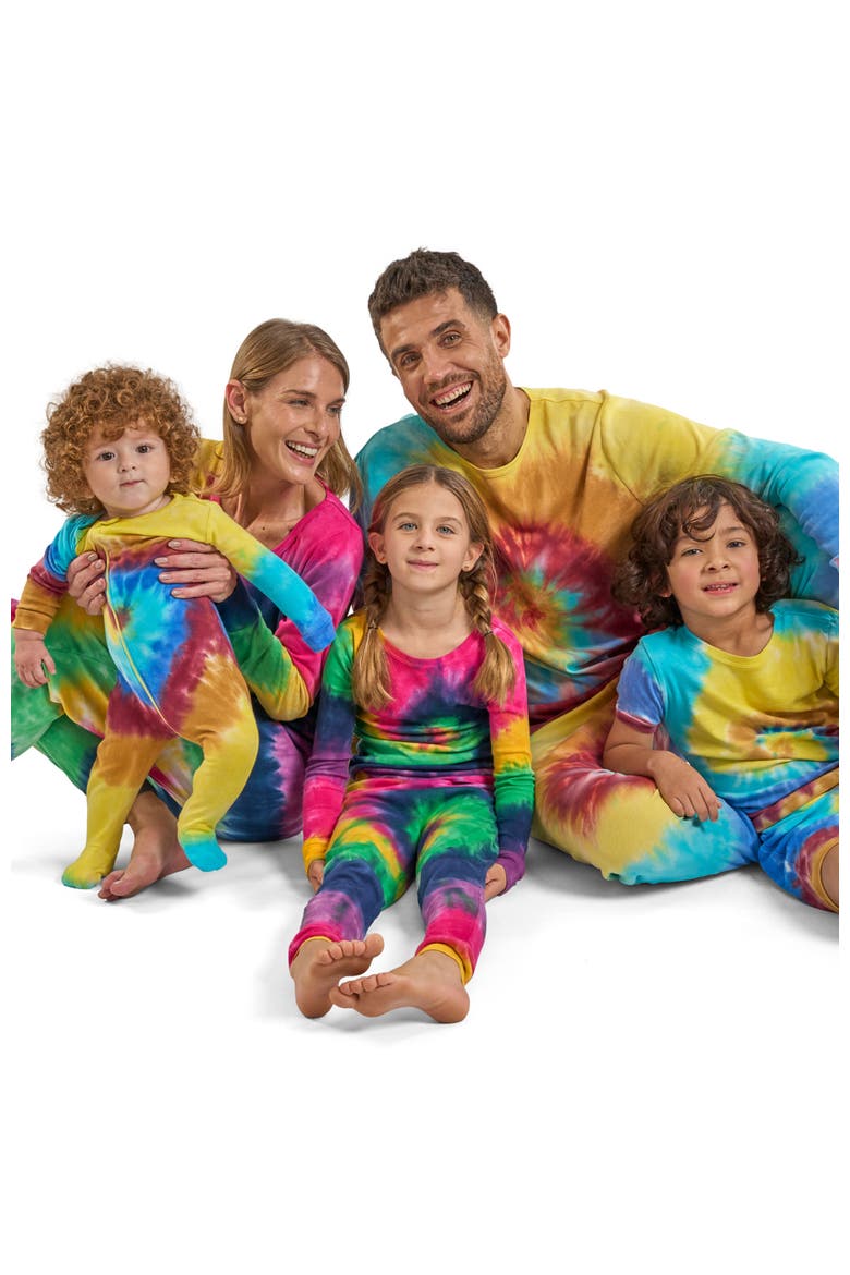 Kids Footed Tie Dye Cotton Matching Family Pajamas, Alternate, color, Tie Dye Swirl Boys