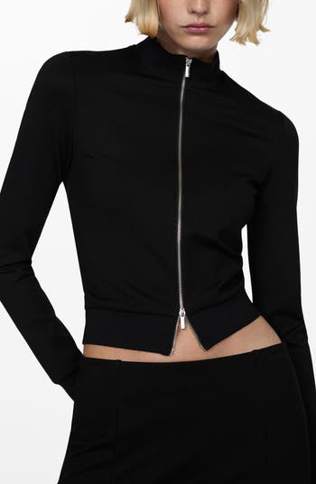 MANGO Zip Front Knit Jacket Nordstrom