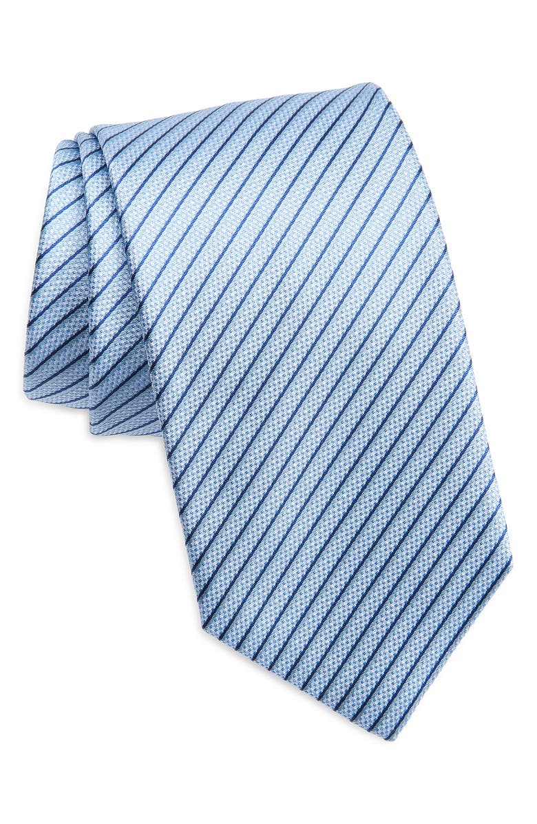 David Donahue Stripe Silk Tie, Main, color, Sky