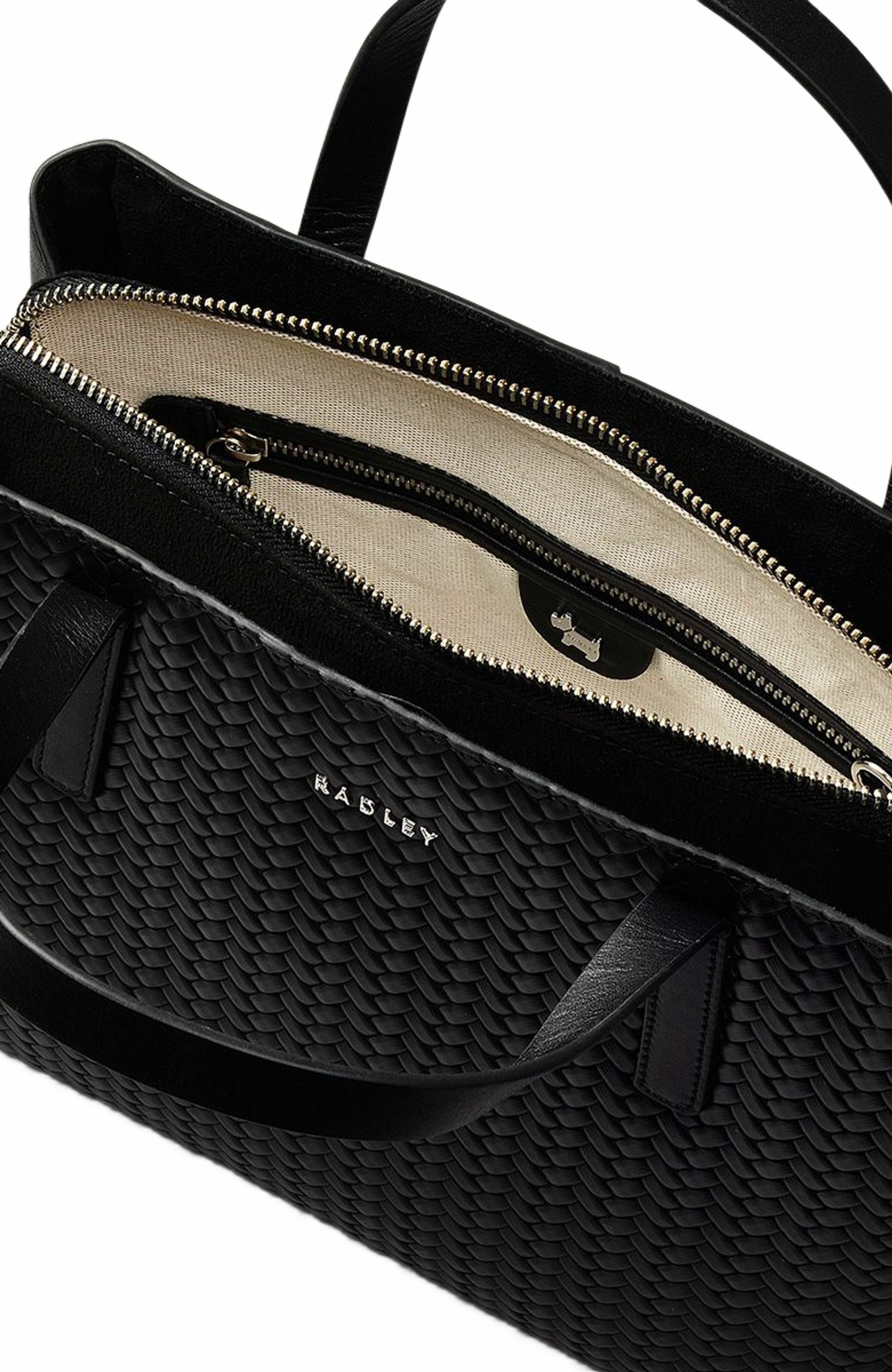 Radley Dukes Place - Weave Medium Ziptop Satchel Bag, Alternate, color, Black