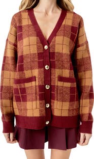 English Factory Oversize Check Cardigan