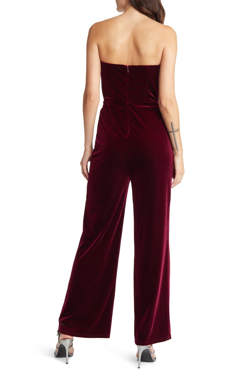 Lulus Fashion Agenda Strapless Velvet Jumpsuit, Alternate, color,