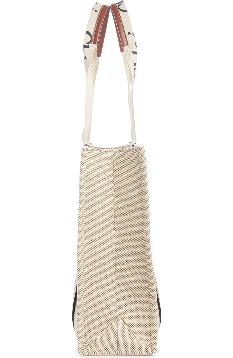 Chloé Large Woody Logo Strap Canvas Tote, Alternate, color, White-Brown