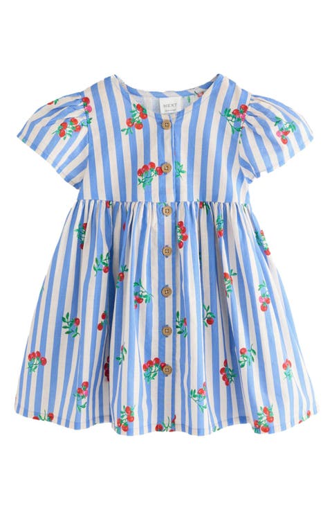 Kids' Fruit Stripe Cotton Party Dress
