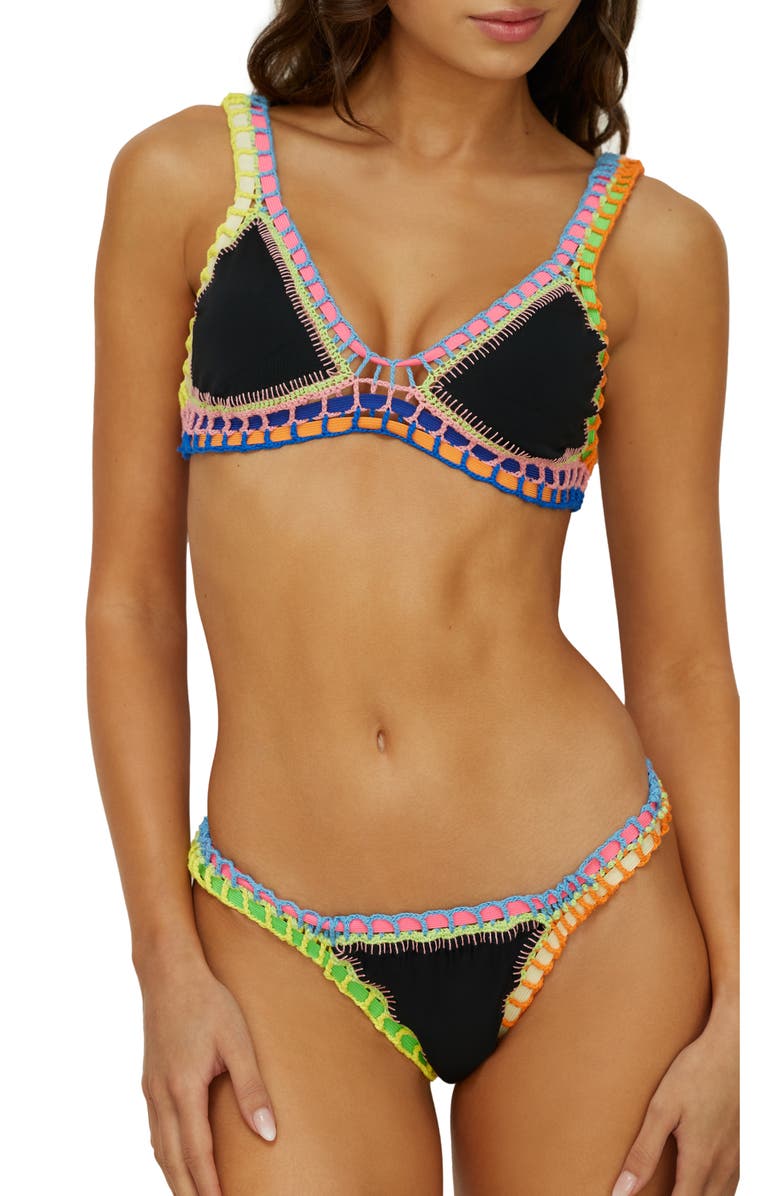 PQ SWIM Colorful Whipstitch Trim Bikini Bottoms, Alternate, color, 