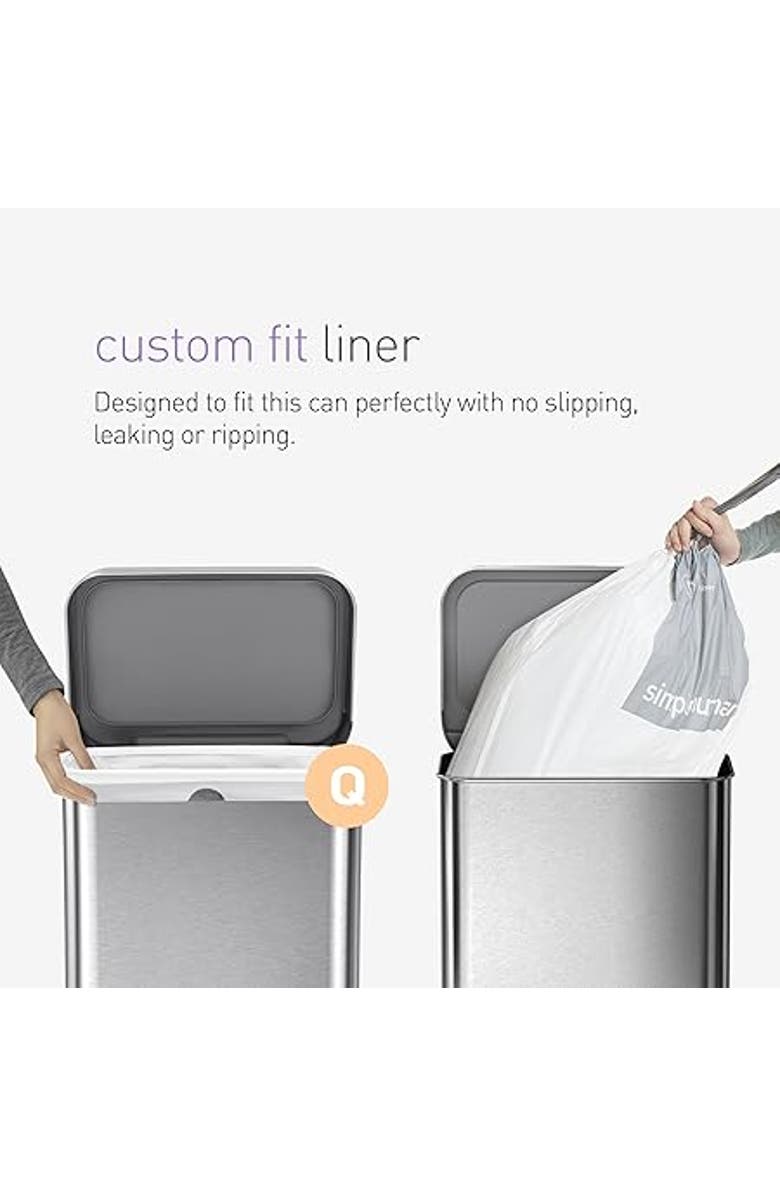 simplehuman Code Q Custom Fit Liners with Quick Dispense Packs, Alternate, color, 200 Liners