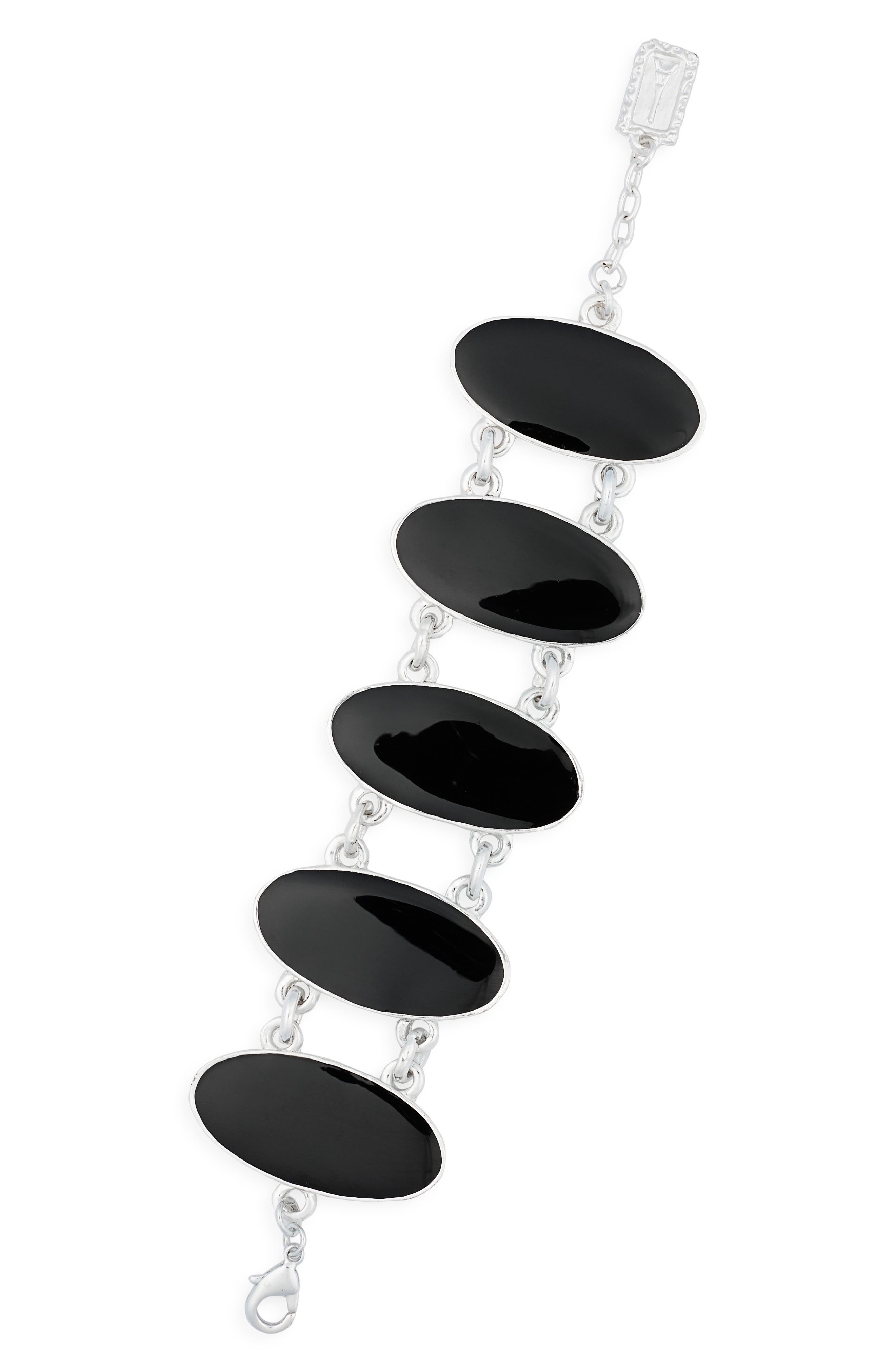 Karine Sultan Oval Black Plate Bracelet