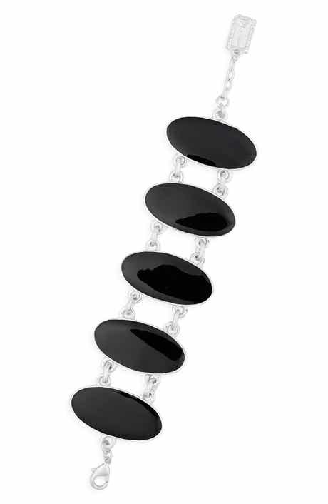 Karine Sultan Oval Black Plate Bracelet