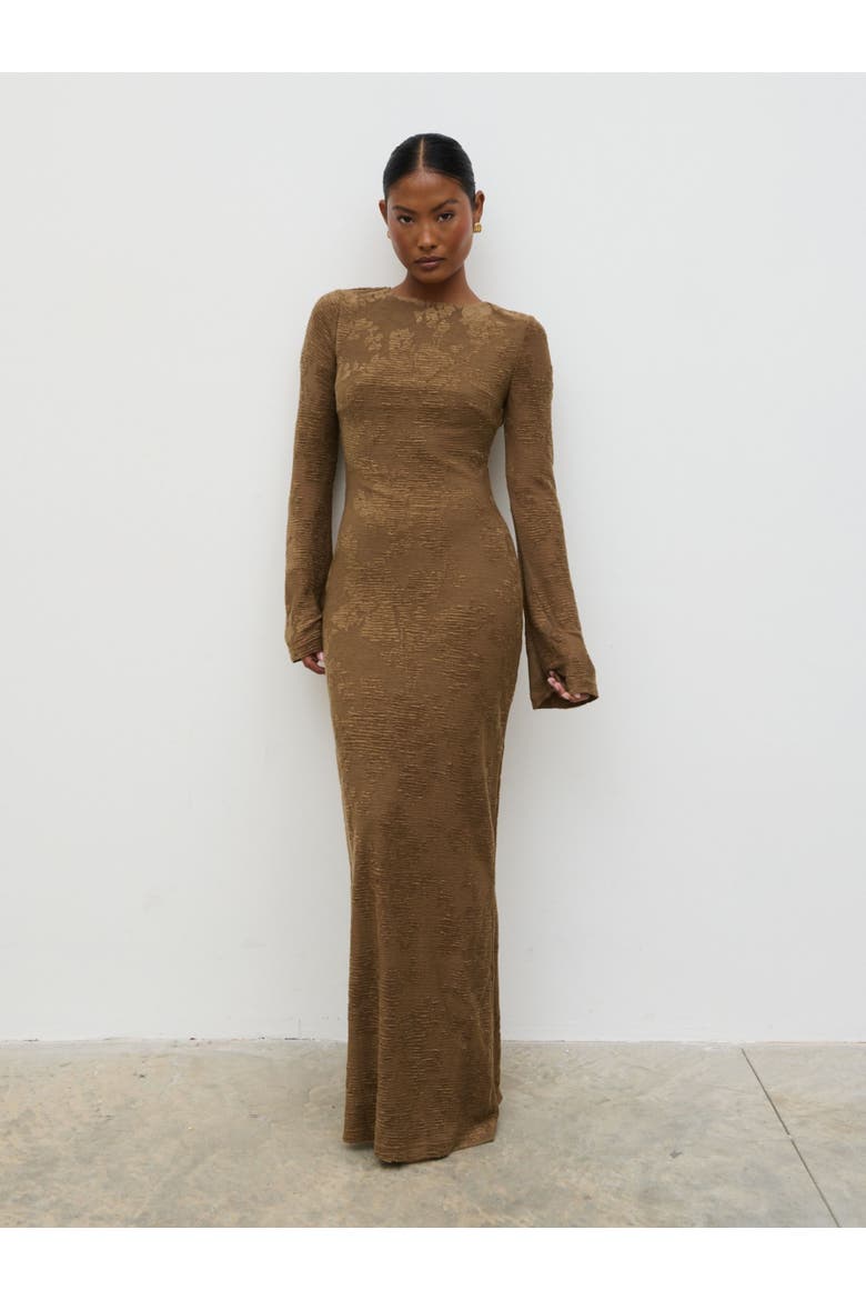 Tanaia Long Sleeve Jersey Maxi Dress, Alternate, color, Brown