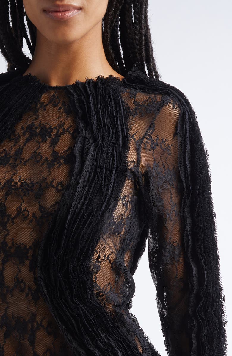 Collina Strada Wavy Dandelion Lace Top, Alternate, color, Black