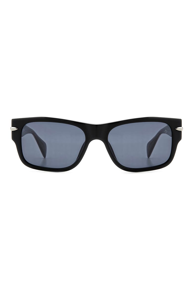 55mm Rectangular Sunglasses, Main, color, BLACK