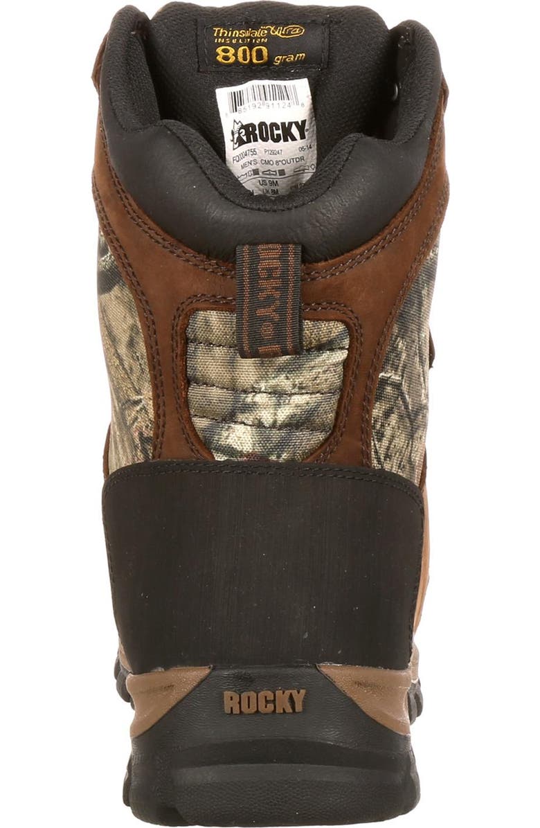 Rocky Waterproof 800G Insulated Outdoor Boot, Alternate, color, Brown And Mossy Oak Brk Up Inf