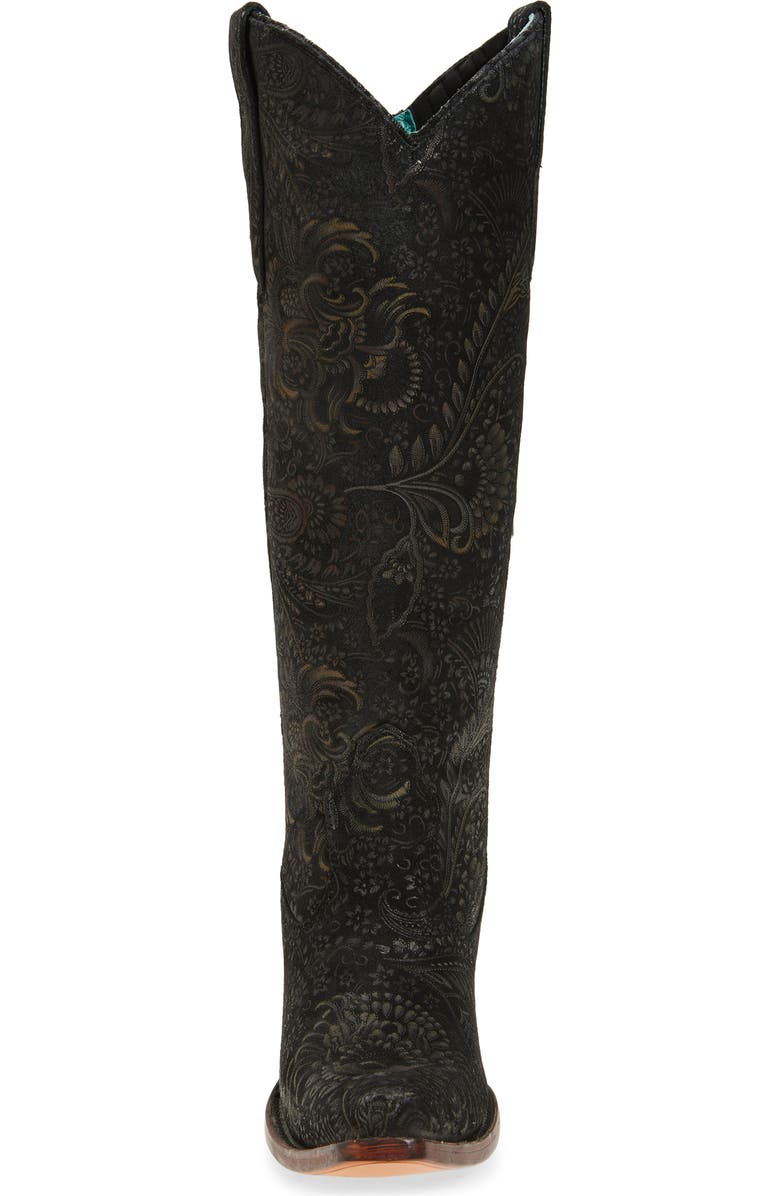 CORRAL Floral Knee High Western Boot, Alternate, color, Black/ Gold