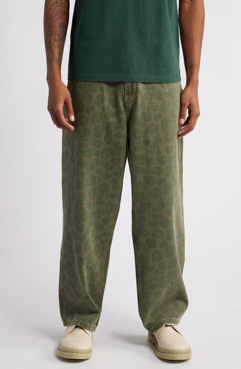 Butter Goods Leopard Print Straight Leg Pants, Main, color, 