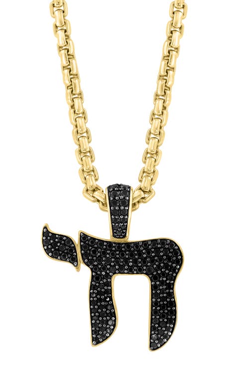 Black Spinel Symbol Pendant in Gold-Plated Sterling Silver
