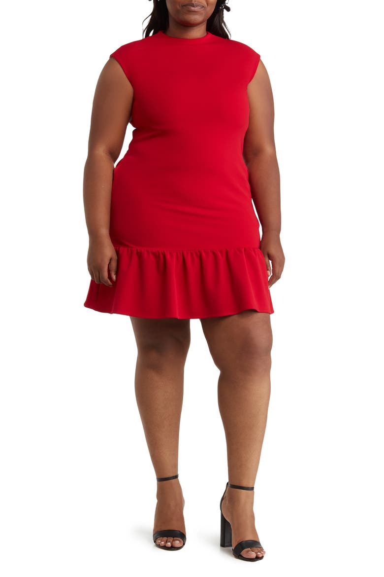 Ruffle Shift Dress, Main, color, CRIMSON