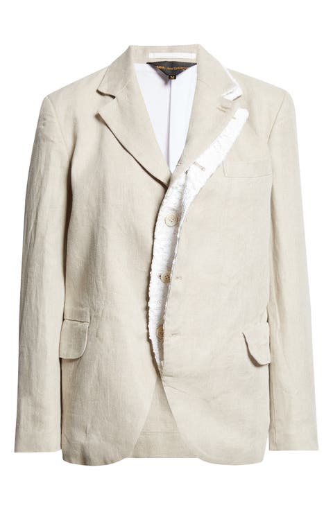 Deconstructued Single Breasted Linen Herringbone Blazer
