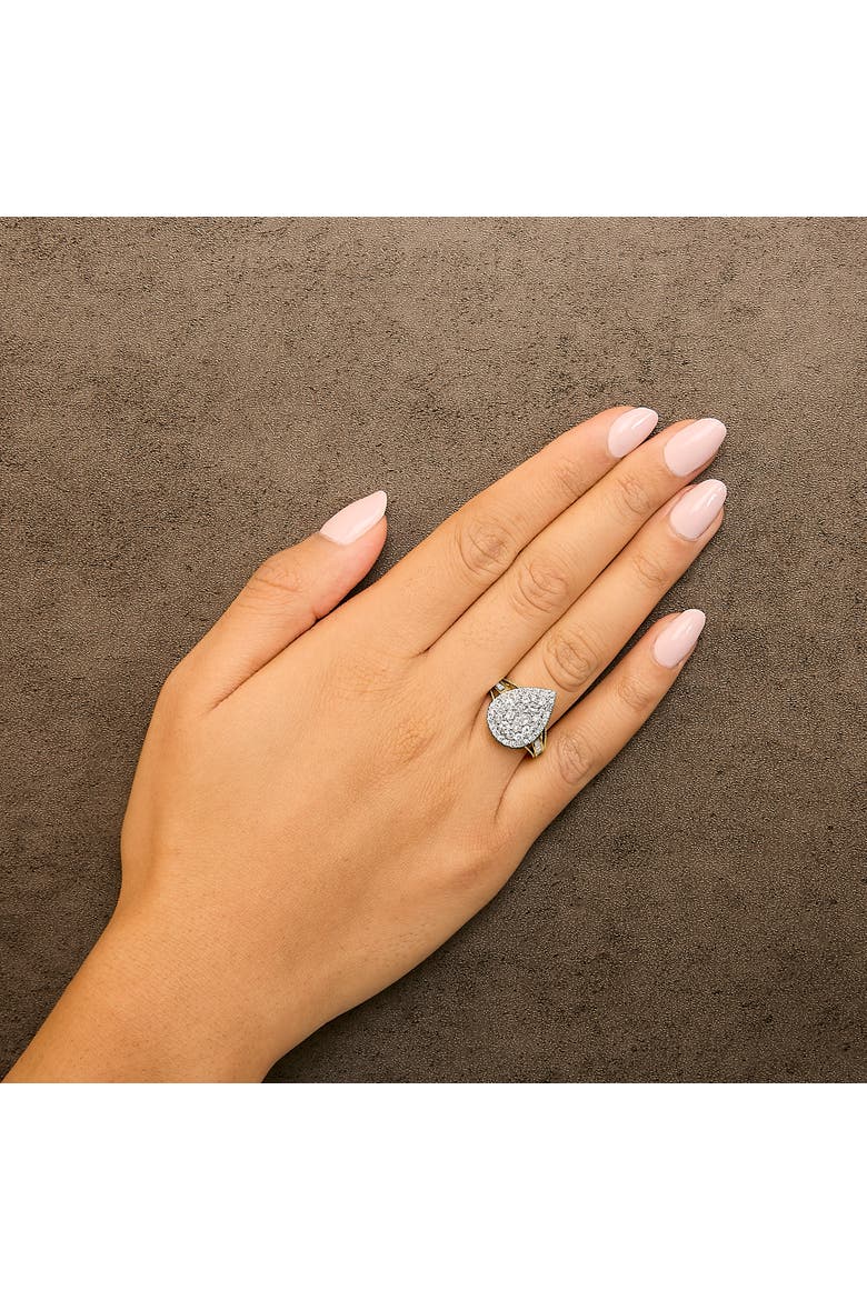 10K Gold Over Silver 1 1/2 Cttw Diamond Pear Shape Cocktail Ring, Alternate, color, Yellow Gold over Silver