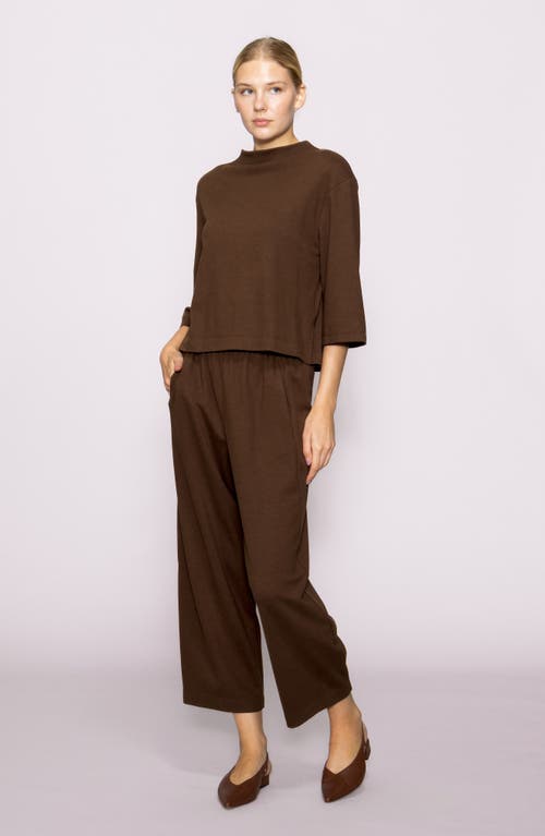 Melloday Brushed Knit Top In Brown