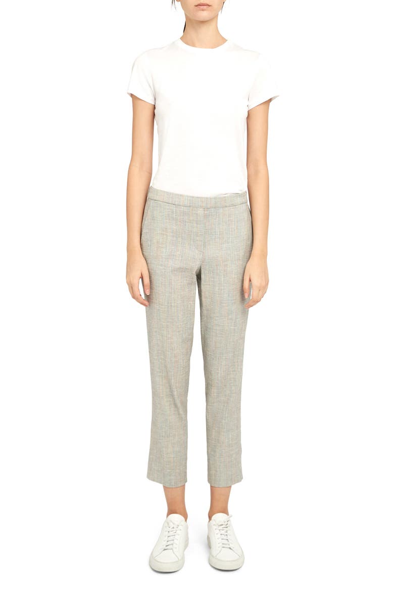 Treeca Pull-On Linen Blend Crop Trousers, Alternate, color, MULTI