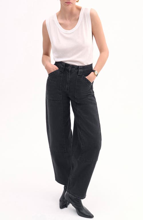 Co High-rise Denim Crop Balloon Pants In White