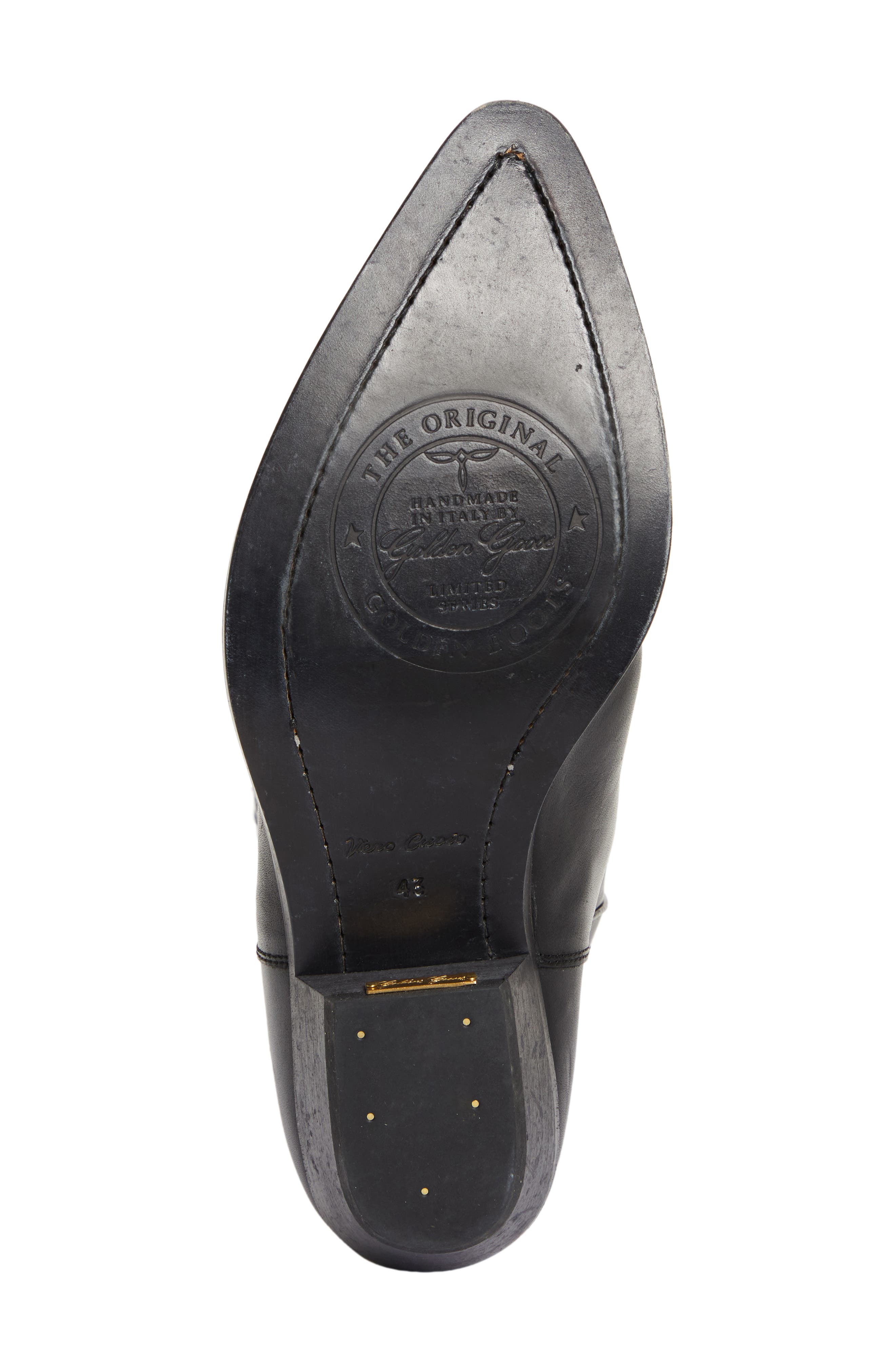 Golden Goose Wish Star Pointed Toe Western Boot, Alternate, color, Black