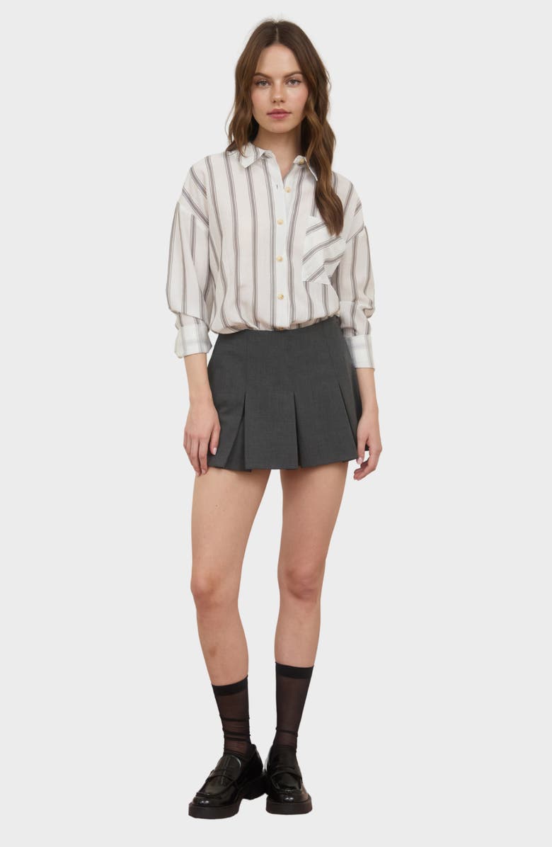 Blu Pepper Button Front Stripe Shirt, Alternate, color, Ivory