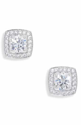 Framed Cubic Zirconia Stud Earrings